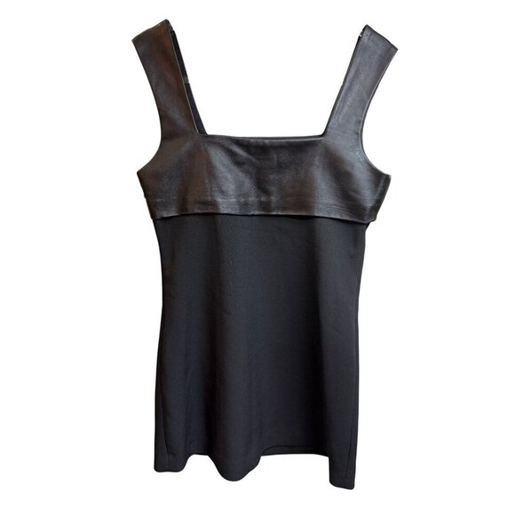 NWT The Kooples Women's‎ Short Black Dress With Leather & Square Neckline Size 8 - Picture 14 of 16